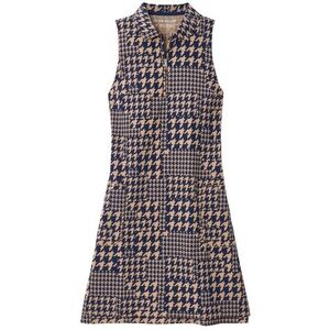 Peter Millar Sport Dress Womens S Navy Camel Houndstooth Sleeveless
